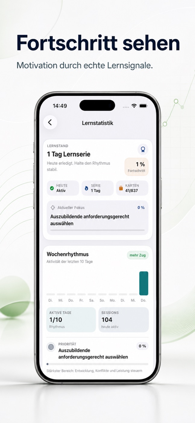 LernHeld Lernstatistik mit Lernserie, Wochenrhythmus und Fortschritt